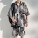 Summer Floral Shirt Set Beach Vacation Men's Pants Ice Silk New Shorts Short Sleeve_viptrois.com