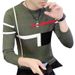 Pure 2024 Spring And Autumn New Color-Block Crew Neck Men's Sweater Korean Style Trendy Youth Casual Base Knitted Top_viptrois.com