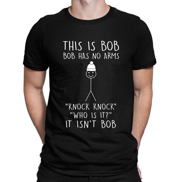 This Is Bob No Arms Knock Knock Stickman Joke Funny T-Shirt Mens Womens Tees Top - Mens Womens And Sizes Classic T-Shirt Mens Womens Tees Top_viptrois.com