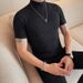 Good Things Recommend Douyin Hot Summer New Men's Short-sleeved T-shirt Semi-turtleneck Bottoming Shirt Personalized Texture Pattern T_viptrois.com