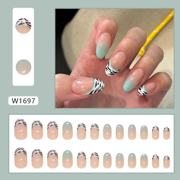 Nails Art Leopard Print Wearing Green Green Removable Nail Nail Piece Nails Simple Nail Patch 24 Pieces_viptrois.com