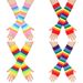 Unisex Colorful long gloves Holiday Party Party Rainbow wrist sleeve Fingerless gloves Colorful striped sleeves_viptrois.com