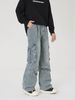 Men's Clothing Street Style Splashed Workwear Jeans Pockets Hip Hop Distressed Wide Leg Trousers_viptrois.com