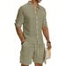 Men's Clothing Men's Style Linen Suit Casual Loose Breathable Long Sleeved Shirt Workwear Beach Shorts Set For Formal & Casual_viptrois.com