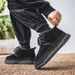 Men's Snow Boots Autumn Winter Leather And Fur Integrated Fleece Warm Mid-Cut Cotton Thickened Fashion Casual Bread Work_viptrois.com