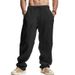 Men's Clothing Cotton And Linen Spot Large Size Pants Breathable Sweat Absorbent Solid Color Trousers Basic Style Casual Wide Leg Pants_viptrois.com