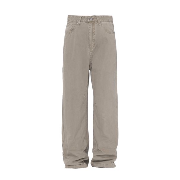 Men's Clothing Distressed Scraped Edges Damaged Retro Straight Leg Pants Stacked Wide Leg Workwear Jeans_viptrois.com
