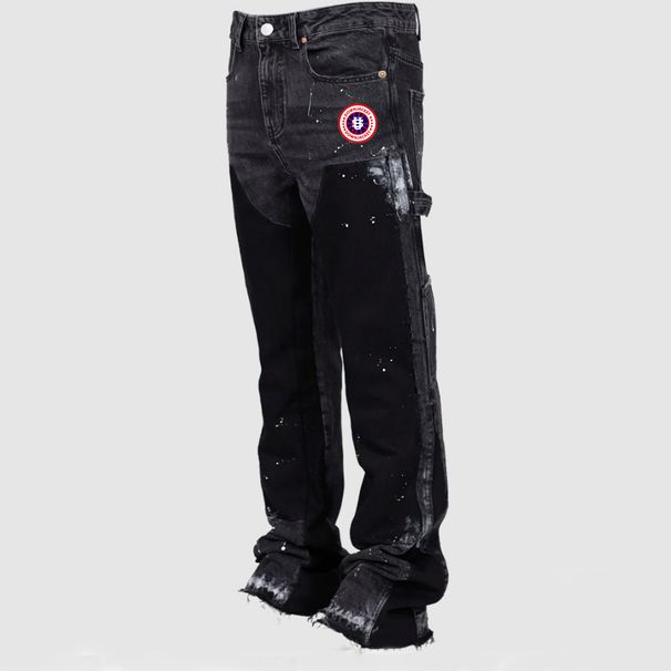 Men's Clothing European And American Men's Y2K Patchwork Painted Street Fashion Circular Logo Print Straight Leg Jeans_viptrois.com