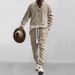 Men's Clothing men's casual trousers V neck versatile jacquard sweater men's autumn suit_viptrois.com