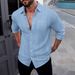 Autumn Linen Shirt Long Sleeved Lapel Breathable Casual Men's New Chinese Pocket Shirt_viptrois.com