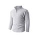 Men's Cable Knit Zip-Up Sweater - Semi High Neck, Warm & Stylish Winter Pullover, Plus Size Friendly (Light Gray/Black/Orange-Red)_viptrois.com