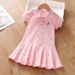 Mother & Kids Girls Dress Children's Summer Skirt 2024 New Little Girl Korean Version Of The College Style Short-Sleeved Polo Skirt_viptrois.com