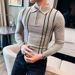 Men's Clothing Men's Slim Fit Retro Stripe Knit Sweater – British-Inspired Contrast Trim, Breathable Polyester Blend For Business Casual_viptrois.com