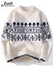 Pure Fair Isle 2025 Autumn And Winter Thickened Warm Knitted Men's Youth Christmas Jacquard Sweater_viptrois.com