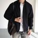 Men's Stand Collar Zip-Up Jacket – Minimalist Streetwear Pullover In Black/Grey/Navy | Oversized Casual Long Sleeve Coat (M-3XL)_viptrois.com