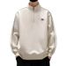 Half-zipper Sweater Men's Autumn Stand-up Collar Long-sleeved Top Trendy Handsome Casual Loose High-end Embroidered Jumper_viptrois.com
