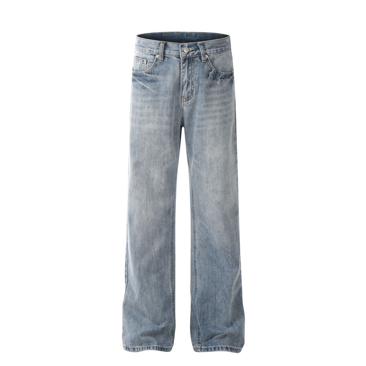 Men's Clothing Retro Neutral High End Street Trend Water Wash Blue Design Slim Men's Flared Casual Jeans_viptrois.com