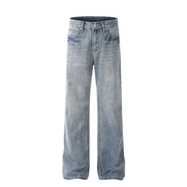 Men's Clothing Retro Neutral High End Street Trend Water Wash Blue Design Slim Men's Flared Casual Jeans_viptrois.com