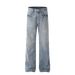 Men's Clothing Retro Neutral High End Street Trend Water Wash Blue Design Slim Men's Flared Casual Jeans_viptrois.com