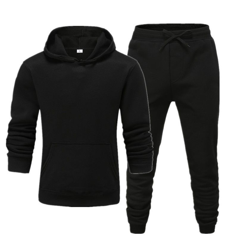 Men's Clothing men's casual sports fitness solid color sweatshirt suit hooded sweatshirt_viptrois.com