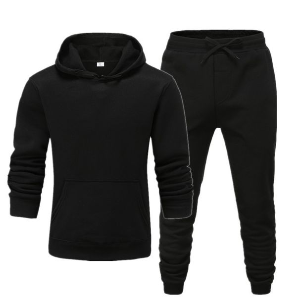Men's Clothing men's casual sports fitness solid color sweatshirt suit hooded sweatshirt_viptrois.com
