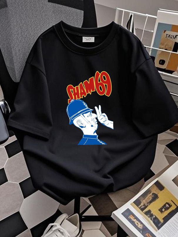 VTG Sham 69 Band Men T-shirt White Cotton Designer Clothes Fashion Top For Everyday Wear Graphic Streetwear Casual Stylish Unisex Slightly_viptrois.com