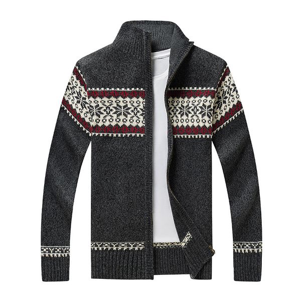 Men's Stand Collar Knit Cardigan – Winter Zippered Sweater Jacket (Beige/Green/Dark Blue/Dark Gray, M-5XL)_viptrois.com