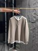 "Men's Heavyweight Faux Two-Layer Sweatshirt – Crew Neck Relaxed Fit Fleece Lined Pullover, Autumn Casual Solid Color Top (Black/Khaki, M-4XL)"_viptrois.com