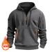 Pure Cross-Border Men's Clothing Autumn Winter Fleece American Style Hoodie Half-Zip Multi-Pocket Pullover Sports Casual_viptrois.com