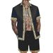 Men's Clothing Men's Casual Loose Short Sleeved Shirt Shorts Hawaiian Suit Trend 3D Digital Printing_viptrois.com