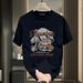 Men's Clothing Combed Cotton Short Sleeved T Shirt Men's Summer New Heavy 220g Loose Niche Casual Round Neck Trendy Top_viptrois.com