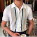 Men's Clothing Business Casual Polo Shirt Thin Lapel Short Sleeved Knitted Cardigan_viptrois.com