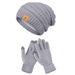 hot selling winter fashion knitted wool hat for women warm hat gloves two piece set thickened plus velvet cold hat_viptrois.com