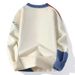 New color blocking round neck sweater for men in autumn and winter, knitted sweater for men in lazy winter style, loose fitting sweater jacket_viptrois.com