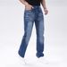 Men's Slim Fit Stretch Denim Jeans – European Washed Blue Straight-Leg Tapered Pants (S-2XL)_viptrois.com