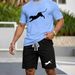 Men's Leopard Print 2-Piece Set Crew Neck Short Sleeved Shirt And Shorts Casual Fashion New_viptrois.com