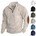 24 Autumn And Winter New Solid Color Men's Half Zipper Corduroy Casual Stand Collar Long Sleeve Sweatshirt Men_viptrois.com