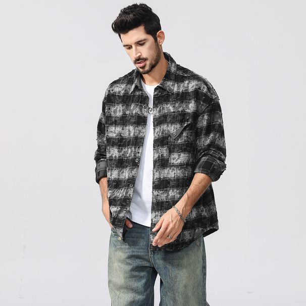 Nordmann Quality Work Loose Striped Jacket Plaid Casual Shirt Men's Trendy Versatile Top Fashion_viptrois.com
