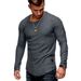 2025 Men's Casual Tops Summer Long Sleeve T-shirt Solid Color Fold Round Neck Clothes Men's T-shirt_viptrois.com
