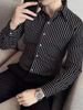 Retro Stripe Print Shirt For Men – Slim Fit Long Sleeve Button-Up With Stretch Fabric (M-3XL, Breathable & Wrinkle-Resistant, Casual & Office Wear)_viptrois.com