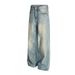 Men's Clothing Retro Washed Jeans Straight Simple Personality Cleanfit Trousers For Men And Women_viptrois.com