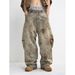 Men's Clothing Vintage Wash Distressed Denim Jeans - Unisex Baggy Wide Leg Cropped Pants With Unique Washed Effect (Brown, S-XXXL)_viptrois.com