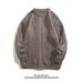 Men's Cable Knit Sweater – Japanese-Inspired Loose Fit Round Neck Pullover (Black/Gray/Apricot/Khaki/Blue, M-XXXL)_viptrois.com
