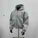 Men's Box-Cut Zip-Up Hoodie - Cleanfit Cropped Jacket With Oversized Fit, Streetwear Pullover In Grey For Urban Style_viptrois.com