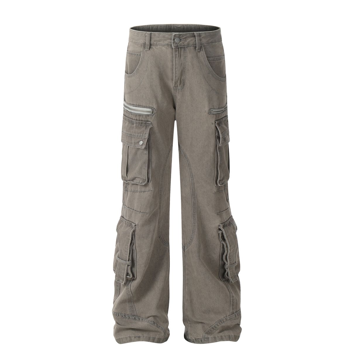 New 2025 Men's Solid Color Casual Multi-Pocket Cotton Long Work Youth Trend Pants 04_viptrois.com