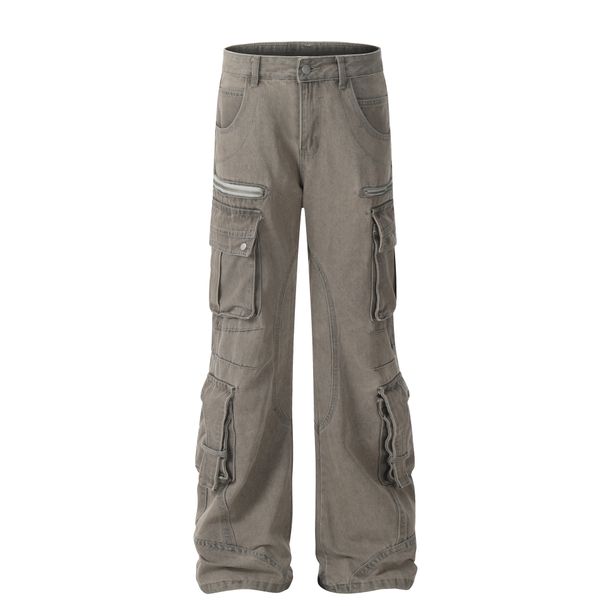 New 2025 Men's Solid Color Casual Multi-Pocket Cotton Long Work Youth Trend Pants 04_viptrois.com
