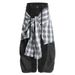 Men's Clothing American Retro Plaid Skirt Stitching Scimitar Jeans Hip Hop Wide Leg Pants For Men And Women_viptrois.com