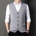 Men's Knit Vest Sleeveless Sweater Waistcoat - Slim Fit Striped Jacquard Design, Lightweight Polyester Blend, Versatile For Casual & Office Wear_viptrois.com