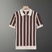 Half Zipper Striped Polo Shirt Light Mature Style Summer Men's Short Sleeved T Shirt Trendy Korean Version Knitted Casual Half Sleeves_viptrois.com