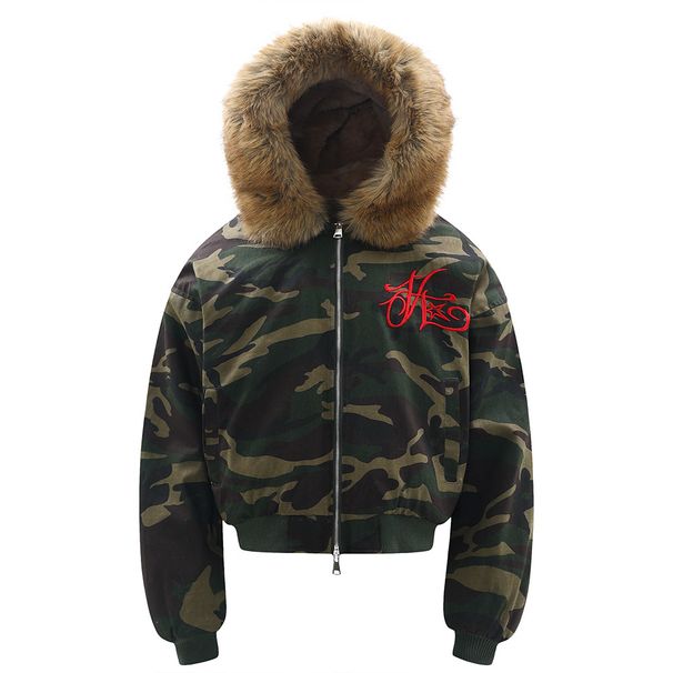 Men's Clothing American Style Sculpted Fur Collar Thickened Cleanfit Workwear Short Autumn And Winter Cotton Coat Retro Camouflage Jacket_viptrois.com